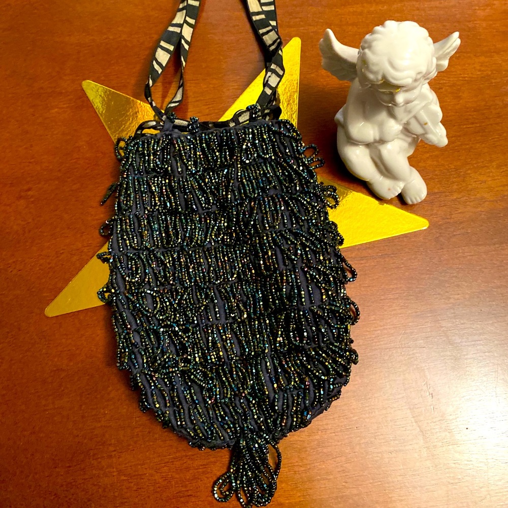 Elegant Vintage Antique beaded evening bag 8in long just adorable and unique